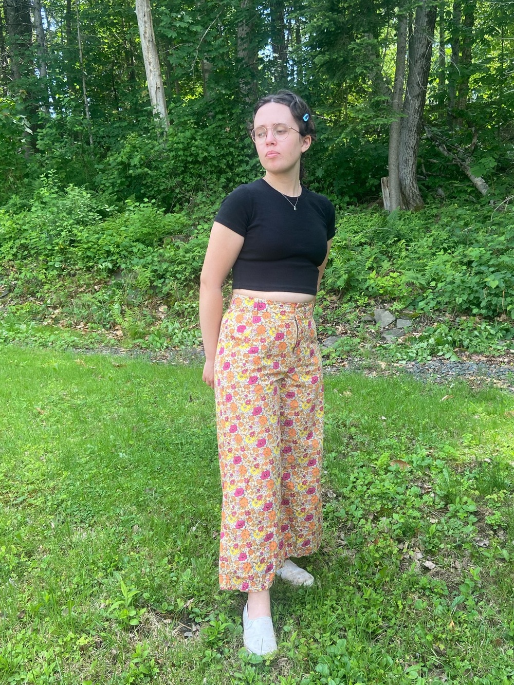 Free People Floral Wide-Leg Pants in Yellow Multi